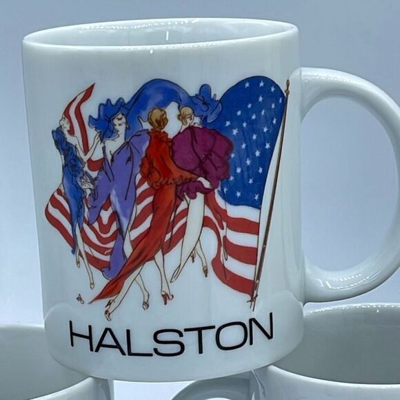 Halston vintage 1981 set of 3 coffee mugs - Picture 1 of 7